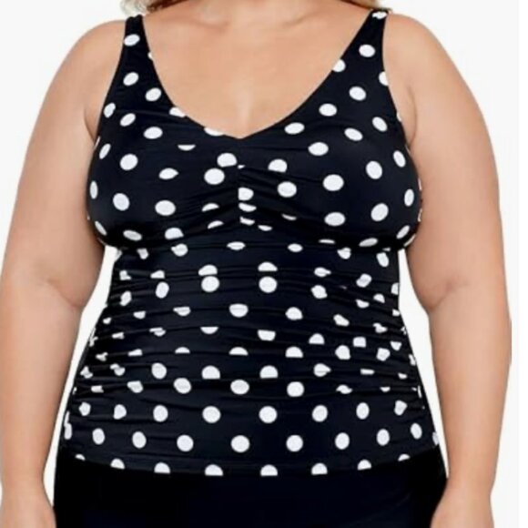 Swim Solutions Women's Plus Size Tummy Control Tankini Top Black Size 24W 7671 - Picture 1 of 2